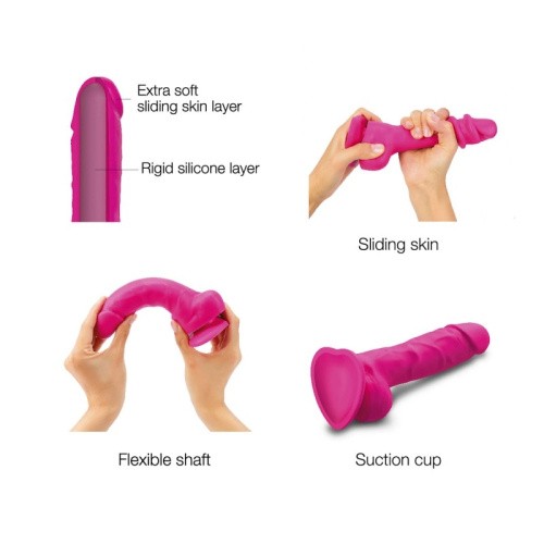 Strap-On-Me Sliding Skin Realistic Dildo - Фаллоимитатор, 13.4 х 3.8 см, (M) (фуксия) - sex-shop.ua